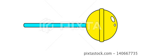 Groovy retro yellow candy as pop symbol in flat style. Funky vintage sweet icon with cute y2k aesthetic, perfect for nostalgic or trendy concepts, cartoon mood element. 140667735