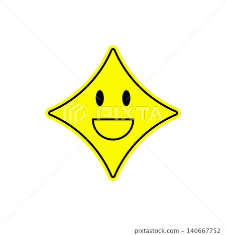 Happy yellow star emoji sticker in trendy y2k cartoon graphic style. Retro label with smile and playful eyes, flat graphic, cool for aesthetic vibes and fun modern creative projects. Happy yellow star emoji sticker in trendy y2k cartoon graphic style. Retro label with smile and playful eyes, flat graphic, cool for aesthetic vibes and fun modern creative projects. 140667752