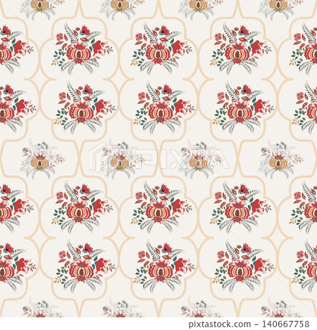 Seamless pattern with ornate flowers and leaves on blue background Floral seamless pattern, Flower chintz pattern seamless vector border print , Botanical batik ,Arabesque floral ornament motif Seamless pattern with ornate flowers and leaves on blue background Floral seamless pattern, Flower chintz pattern seamless vector border print , Botanical batik ,Arabesque floral ornament motif 140667758