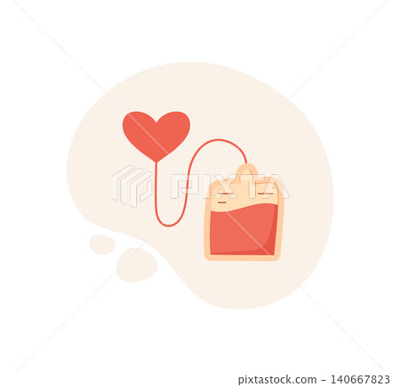 Blood donation symbol in flat style. Heart and blood bag shape show love and charity as gentle healthcare help. Simple hospital transfusion concept suits emergency poster background for donate 140667823