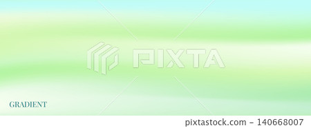 Nature gradient with wellness wave and pastel summer mood for wallpaper. Green mint gradation in soft wavy fluid and unfocused plant feel. Calm vector nature gradient backdrop with watercolor sky tone 140668007