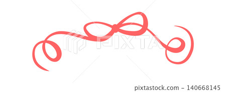 Romantic red bow in french coquette style. Ornate ribbon border as cute frame and whimsical decoration. Wavy sketch element suits wedding card or valentine invite and modern menu with simple retro Romantic red bow in french coquette style. Ornate ribbon border as cute frame and whimsical decoration. Wavy sketch element suits wedding card or valentine invite and modern menu with simple retro 140668145