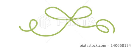 Cute green ribbon bow line motif. Coquette knot accent as simple girly ornament. Hand drawn wavy stripe decor for wedding or birthday invitation card, romantic vintage frame border or modern party Cute green ribbon bow line motif. Coquette knot accent as simple girly ornament. Hand drawn wavy stripe decor for wedding or birthday invitation card, romantic vintage frame border or modern party 140668154