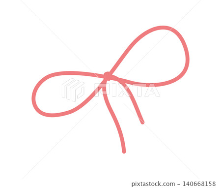 Whimsical red ribbon bow in cute coquette style. Romantic girly knot as simple hand drawn doodle. Wavy line bow element for wedding card and valentine invite, minimal decorative graphic for modern Whimsical red ribbon bow in cute coquette style. Romantic girly knot as simple hand drawn doodle. Wavy line bow element for wedding card and valentine invite, minimal decorative graphic for modern 140668158