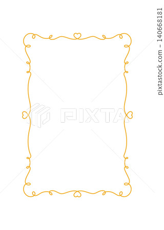 Whimsical hand drawn wedding border with curly heart line in soft yellow. Romantic vertical rectangle frame as cute doodle outline suits love card or valentine invite, simple vintage decor for modern Whimsical hand drawn wedding border with curly heart line in soft yellow. Romantic vertical rectangle frame as cute doodle outline suits love card or valentine invite, simple vintage decor for modern 140668181