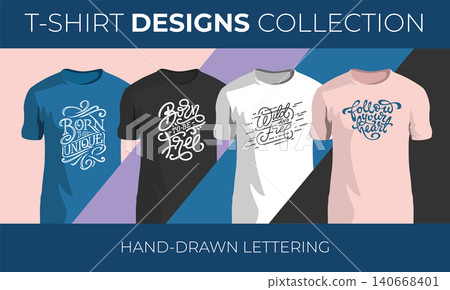 Set of hand drawn vector lettering for t-shirt design. Vintage handwritten typography collection. Vector illustration for printshops. Set of hand drawn vector lettering for t-shirt design. Vintage handwritten typography collection. Vector illustration for printshops. 140668401