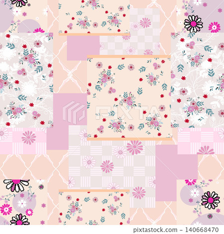 Seamless patchwork background with flowers. Floral design. Decorative ornamental vector pattern ,floral geometric ornaments. Decorative vector pattern duvet cover pattern in a wide variety of motifs, Seamless patchwork background with flowers. Floral design. Decorative ornamental vector pattern ,floral geometric ornaments. Decorative vector pattern duvet cover pattern in a wide variety of motifs, 140668470