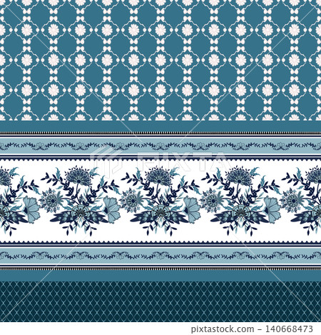 Seamless patchwork background with flowers. Floral design. Decorative ornamental vector pattern ,floral geometric ornaments. Decorative vector pattern duvet cover pattern in a wide variety of motifs, 140668473