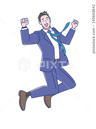 A young businessman jumps for joy A young businessman jumps for joy 140668642