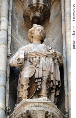 Saint Marcellina, statue on the Milan Cathedral, Duomo di Santa Maria Nascente, Milan, Lombardy, Italy Saint Marcellina, statue on the Milan Cathedral, Duomo di Santa Maria Nascente, Milan, Lombardy, Italy 140668939