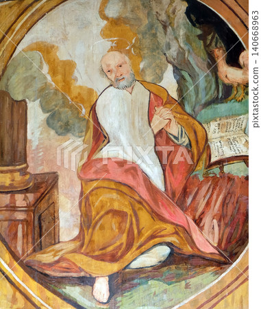 Saint Elijah, altarpiece in the Church of the Saint Barbara in Velika Mlaka, Croatia Saint Elijah, altarpiece in the Church of the Saint Barbara in Velika Mlaka, Croatia 140668963