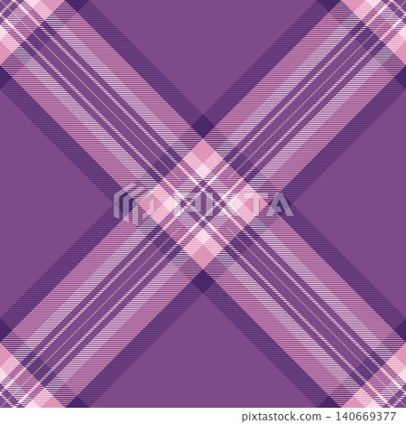 Tradition fabric textile vector, woven seamless pattern plaid. Glamor background tartan check texture in purple and pink colors. Tradition fabric textile vector, woven seamless pattern plaid. Glamor background tartan check texture in purple and pink colors. 140669377