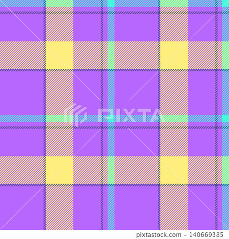 Pillow pattern fabric seamless, weave vector background plaid. Unique check tartan textile texture in violet and yellow colors. Pillow pattern fabric seamless, weave vector background plaid. Unique check tartan textile texture in violet and yellow colors. 140669385