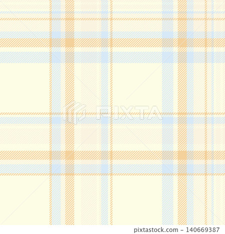 Handsome plaid fabric vector, oktoberfest pattern textile texture. Autumn check seamless tartan background in light yellow and beige colors. 140669387