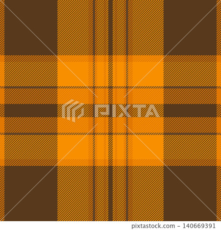 Gentleman fabric pattern vector, fall seamless plaid tartan. Repetition textile texture background check in orange and bright colors. Gentleman fabric pattern vector, fall seamless plaid tartan. Repetition textile texture background check in orange and bright colors. 140669391