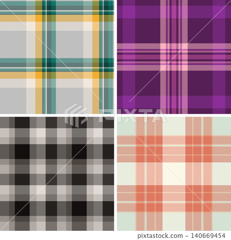 Plaid bundle capturing USA heritage and buffalo check aesthetics. Vector patterns work for casual apparel, blankets, scarves, and digital media. Plaid bundle capturing USA heritage and buffalo check aesthetics. Vector patterns work for casual apparel, blankets, scarves, and digital media. 140669454