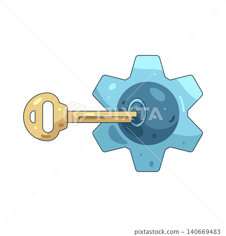 Illustration of key turning inside a gear mechanism 140669483