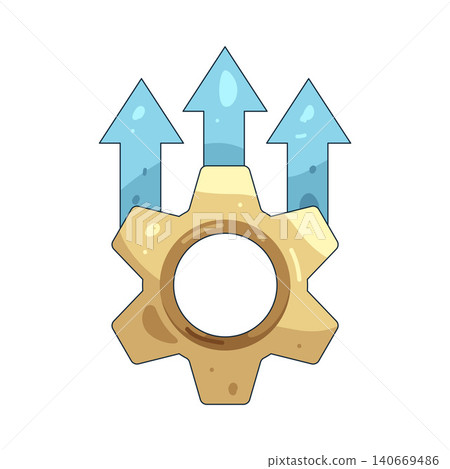 Illustration of gear with an upload arrow  140669486