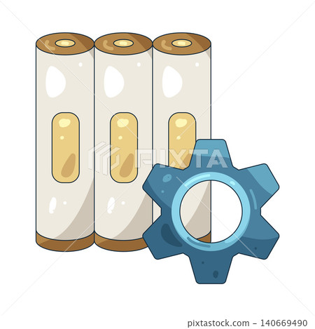 Illustration of gear with a battery Illustration of gear with a battery 140669490