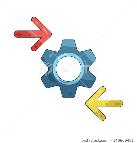 Illustration of gear with double arrows Illustration of gear with double arrows 140669491