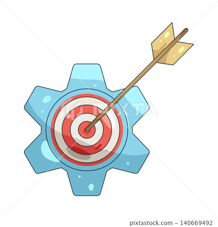 Illustration of gear with a target and arrow Illustration of gear with a target and arrow 140669492