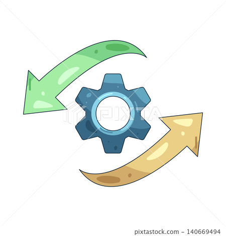 Illustration of gear with circular arrows Illustration of gear with circular arrows 140669494
