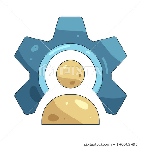 Illustration of gear with a user 140669495