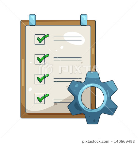 Illustration of checklist with a gear 140669498