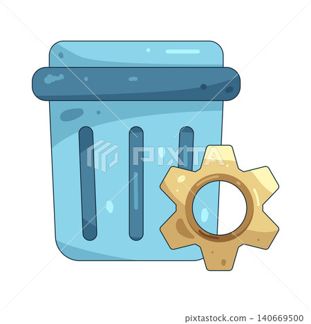 Illustration of trash can with a gear Illustration of trash can with a gear 140669500