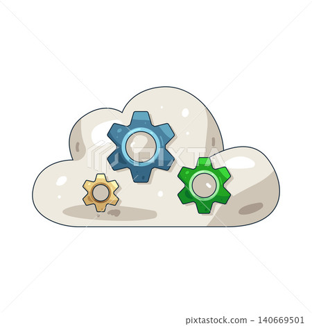 Illustration of cloud with gears Illustration of cloud with gears 140669501