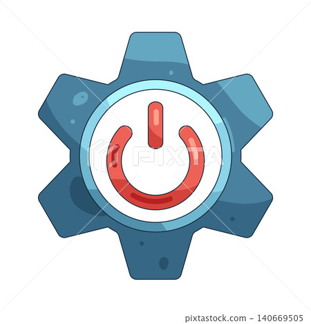 Illustration of gear combined with a power button Illustration of gear combined with a power button 140669505