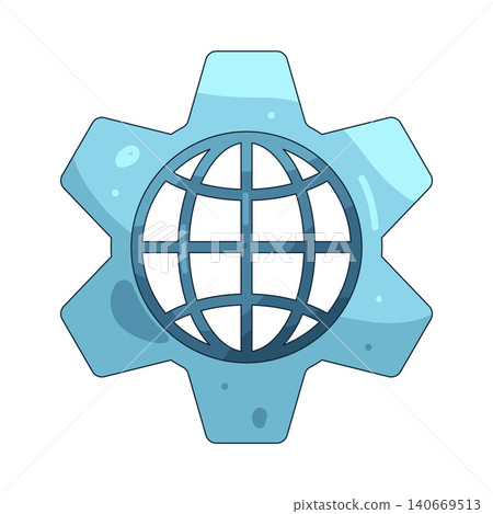 Illustration of globe with a gear Illustration of globe with a gear 140669513