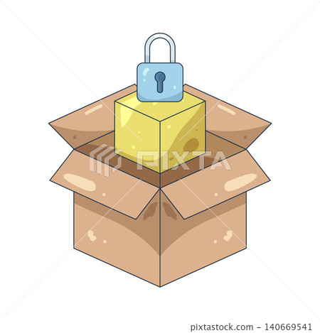 Illustration of cube with box Illustration of cube with box 140669541