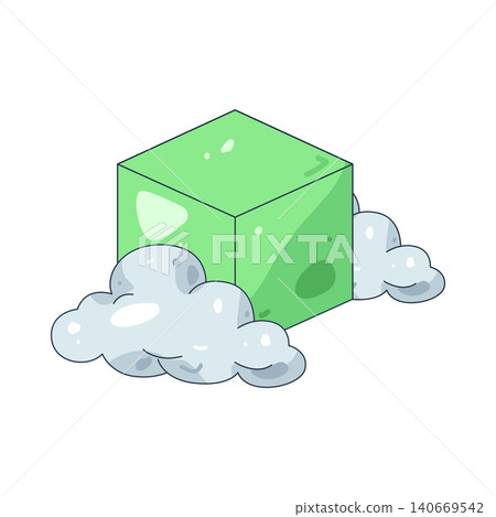 Illustration of cube with a cloud Illustration of cube with a cloud 140669542