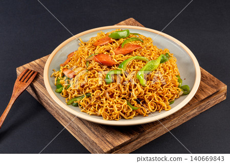 ham Fried Noodles - Takeaway Style Chinese Street Food Noodles ham Fried Noodles - Takeaway Style Chinese Street Food Noodles 140669843