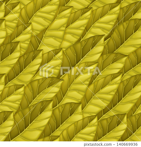 Seamless pattern of golden leaves. Repeating vector pattern of lettuce leaves. Vector texture for background, wallpaper, textile, print design. Vector illustration. Seamless pattern of golden leaves. Repeating vector pattern of lettuce leaves. Vector texture for background, wallpaper, textile, print design. Vector illustration. 140669936
