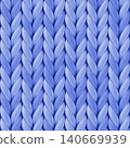 Seamless blue pattern with realistic knitted texture for background and wallpaper. Vector illustration with closeup yarn, merino wool. 140669939