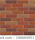 Brown brick wall for exterior, interior, website, backdrop, background, graphic, 3D design. Photorealistic texture close up. Editable seamless vector pattern. 140669951