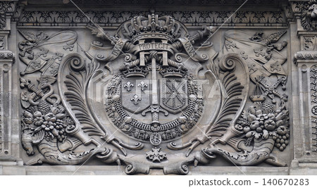 Architectural fragments of Louvre building. Louvre Museum in Paris Architectural fragments of Louvre building. Louvre Museum in Paris 140670283