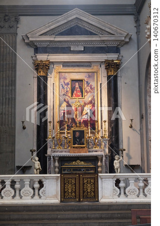 Saints Zenobius and Ambrose and angels surrounding the Madonna, altar in the Basilica di San Lorenzo in Florence, Italy Saints Zenobius and Ambrose and angels surrounding the Madonna, altar in the Basilica di San Lorenzo in Florence, Italy 140670312