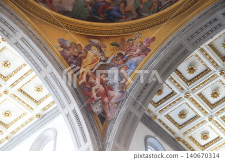 Glory of the Florentine saints, fresco by Vincenzo Meucci in the Basilica di San Lorenzo in Florence, Italy Glory of the Florentine saints, fresco by Vincenzo Meucci in the Basilica di San Lorenzo in Florence, Italy 140670314