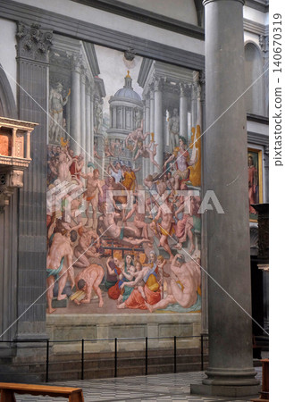 Martyrdom of Saint Lawrence, 1569, fresco by Agnolo Bronzino in the Basilica di San Lorenzo in Florence, Italy Martyrdom of Saint Lawrence, 1569, fresco by Agnolo Bronzino in the Basilica di San Lorenzo in Florence, Italy 140670319
