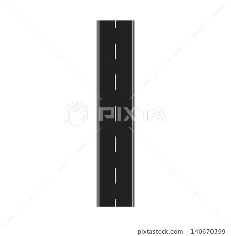 Letter I road font, asphalt path way typeface, English highway route alphabet character showing lane markings and shoulder lines. Cartoon highway route abc typography symbol for transport and map 140670399