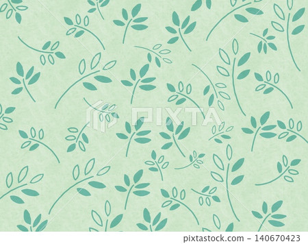 A background illustration featuring a blue-green leaf pattern against a green background. A background illustration featuring a blue-green leaf pattern against a green background. 140670423