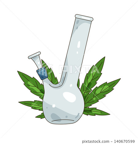 Illustration of bong with a cannabis leaf 140670599