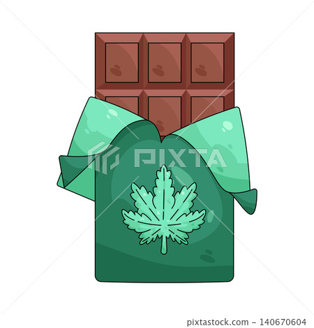 Illustration of cannabis chocolate bar Illustration of cannabis chocolate bar 140670604