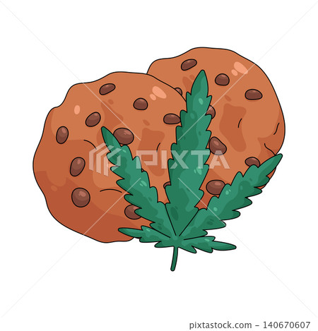 Illustration of cannabis cookie Illustration of cannabis cookie 140670607