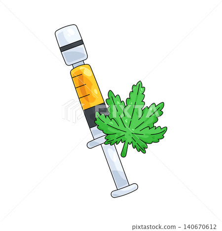 Illustration of cannabis syringe Illustration of cannabis syringe 140670612