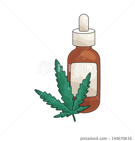 Illustration of cannabis oil bottle Illustration of cannabis oil bottle 140670616