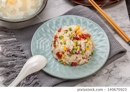 traditional Chinese Fried Rice with Cantonese Cured Sausage and Corn traditional Chinese Fried Rice with Cantonese Cured Sausage and Corn 140670925